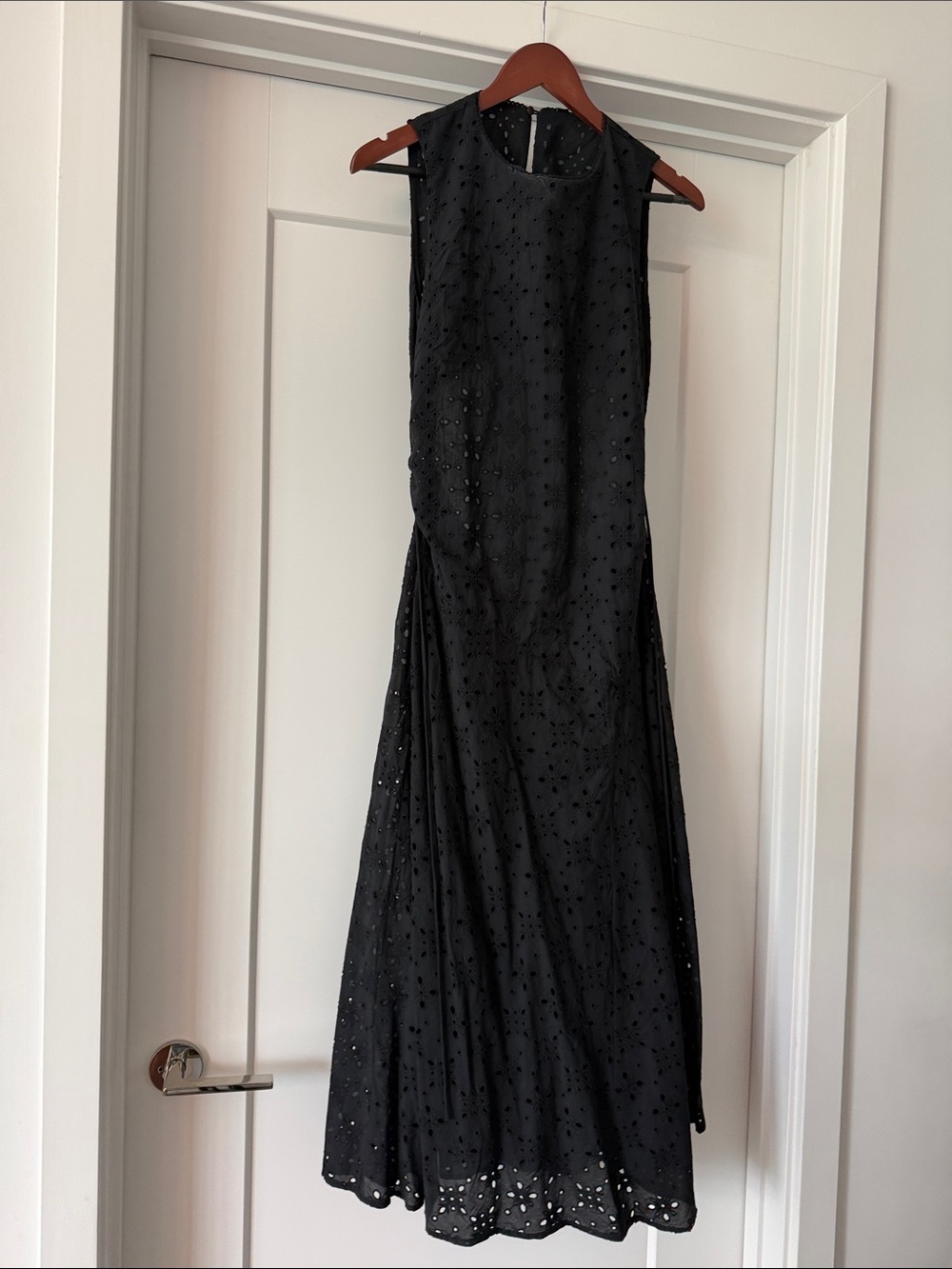Mango Black Sleeveless Eyelet Maxi Dress